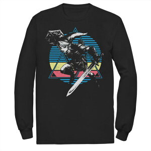 �A�j���L�����N�^�[ ���f�B�[�X �g�b�v�X T�V���c �g�[�� Licensed Character Big & Tall The Legend Of Zelda Link Stripes Background Long Sleeve Black �u���b�N