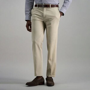 �n�K�[ ���f�B�[�X �{�g���X �J�W���A���p���c Men's Haggar Iron Free Premium Khaki Straight-Fit Flat Front Perfect Fit Waistband Casual Pant Sand �T���h