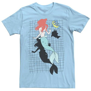 �f�B�Y�j�[ ���f�B�[�X �g�b�v�X T�V���c Disney's The Little Mermaid Ariel And Flounder Men'swimming Portraitee Light Blue �u���[