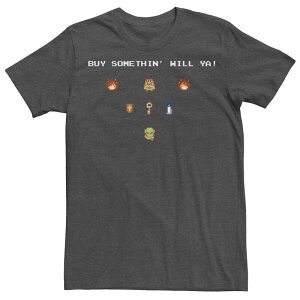 �A�j���L�����N�^�[ ���f�B�[�X �g�b�v�X T�V���c �O���t�B�b�N Licensed Character Men's Nintendo Legend Of Zelda Buy Somthin' Will Ya Pixel Art Collage Graphic Tee Charcoal Heather �`���R�[��