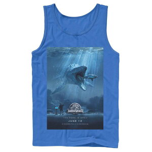 �A�j���L�����N�^�[ ���f�B�[�X �g�b�v�X T�V���c Licensed Character Men's Jurassic World Mosasaurus Movie Poster Tank Top Royal