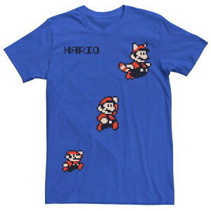 �A�j���L�����N�^�[ ���f�B�[�X �g�b�v�X T�V���c Licensed Character Men'super Mario 8-Bitransformation Tee Royal