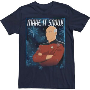 �A�j���L�����N�^�[ ���f�B�[�X �g�b�v�X T�V���c �L���b�v Licensed Character Men'star Trek: The Next Generation Captain Picard Make It Snow Tee Navy �l�C�r�[