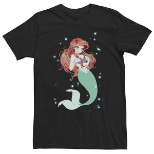 �f�B�Y�j�[ ���f�B�[�X �g�b�v�X T�V���c �g�[�� Big & Tall Disney Little Mermaid Anime Ariel Tee Black �u���b�N