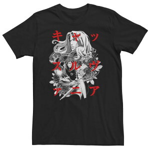 �A�j���L�����N�^�[ ���f�B�[�X �g�b�v�X T�V���c �I�[�o�[���C �g�[�� Licensed Character Big & Tall Castlevania Group Shot Kanji Overlay Tee Black �u���b�N