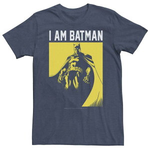 �A�j���L�����N�^�[ ���f�B�[�X �g�b�v�X T�V���c �g�[�� Licensed Character Big & Tall DComics Batman I Am Batman Yellow Hue Poster Tee Navy Heather �w�U�[