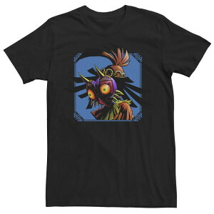 �A�j���L�����N�^�[ ���f�B�[�X �g�b�v�X T�V���c �_�E�� Licensed Character Men's Legend of Zelda Skull Kid Peers Down Blue Tee Black �u���b�N