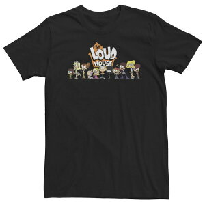 �A�j���L�����N�^�[ ���f�B�[�X �g�b�v�X T�V���c �g�[�� ���S Licensed Character Big & Tall Nickelodeon The Loud House Cast In A Row Logo Tee Black �u���b�N