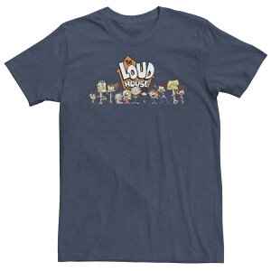 �A�j���L�����N�^�[ ���f�B�[�X �g�b�v�X T�V���c �g�[�� ���S Licensed Character Big & Tall Nickelodeon The Loud House Cast In A Row Logo Tee Navy Heather �w�U�[