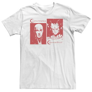 �A�j���L�����N�^�[ ���f�B�[�X �g�b�v�X T�V���c �g�[�� Licensed Character Big & Tall Netflix Castlevania Isaac And Abel Red Hue Stamportraitee White �z���C�g