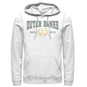�A�j���L�����N�^�[ ���f�B�[�X �g�b�v�X T�V���c �p�[�J�[ Licensed Character Men's Outer Banks Collegiate Style Crest Hoodie White �z���C�g
