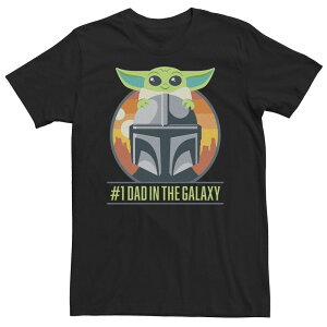 �A�j���L�����N�^�[ ���f�B�[�X �g�b�v�X T�V���c �g�[�� Licensed Character Big & Tall Star Wars The Mandalorian Cartoon Grogu And Mando Number 1 Dad In The Galaxy Tee Black �u���b�N