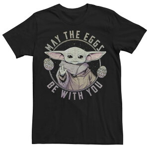 �A�j���L�����N�^�[ ���f�B�[�X �g�b�v�X T�V���c �g�[�� �O���t�B�b�N Licensed Character Big & Tall Star Wars The Mandalorian Grogu May Theggs Be With You Easter Graphic Tee Black �u���b�N