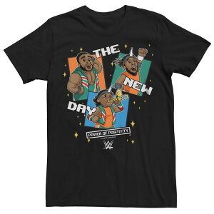 �A�j���L�����N�^�[ ���f�B�[�X �g�b�v�X T�V���c �g�[�� �O���t�B�b�N Licensed Character Big & Tall WWE The New Day 8 Bit Graphic Tee Black �u���b�N