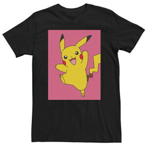 �A�j���L�����N�^�[ ���f�B�[�X �g�b�v�X T�V���c �g�[�� �O���t�B�b�N Licensed Character Big & Tall Pokemon Pink Boxed Upikachu Leap Graphic Tee Black �u���b�N