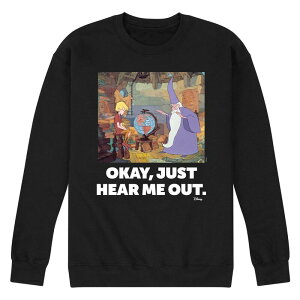 �f�B�Y�j�[ ���f�B�[�X �g�b�v�X T�V���c �X�E�F�b�g �t���[�X Disney's The Sword in the Stone Men's Okay Just Hear Me Out Fleece Sweatshirt Black �u���b�N