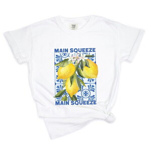 Simply Sage Market ���f�B�[�X �g�b�v�X T�V���c �O���t�B�b�N Simply Sage Market Main Squeeze Lemons - Womens Garment Dyed Graphic T-Shirt White �z���C�g