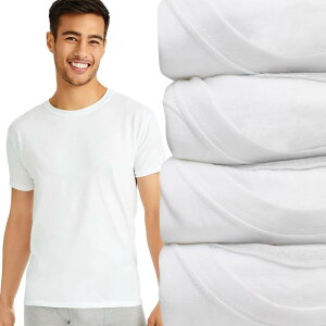 �w�C���Y ���f�B�[�X �g�b�v�X �V���c �X�����t�B�b�g �N���[�l�b�N Men's Hanes Ultimate 4-Pack Slim Fit Crewneck T-Shirt Undershirts White �z���C�g