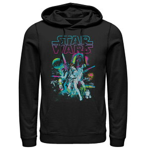 �A�j���L�����N�^�[ ���f�B�[�X �g�b�v�X T�V���c �p�[�J�[ Licensed Character Men'star Wars A New Hope Neon Poster Hoodie Black �u���b�N