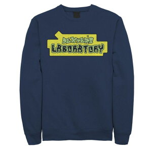 �A�j���L�����N�^�[ ���f�B�[�X �g�b�v�X T�V���c ���S �t���[�X Licensed Character Men's Dexter's Laboratory Originalogo Fleece Top Navy �l�C�r�[