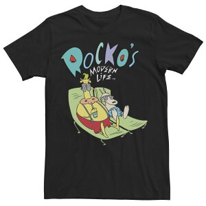 �A�j���L�����N�^�[ ���f�B�[�X �g�b�v�X T�V���c �g�[�� Licensed Character Big & Tall Nickelodeon Rocko's Modern Life Heffer And Rocko Tanning Tee Black �u���b�N