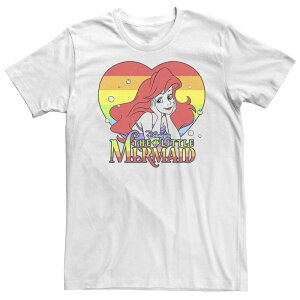 �f�B�Y�j�[ ���f�B�[�X �g�b�v�X T�V���c �g�[�� Big & Tall Disney The Little Mermaid Ariel Rainbow Striped Heart Portraitee White �z���C�g