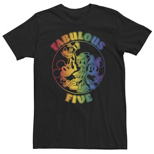 �f�B�Y�j�[ ���f�B�[�X �g�b�v�X T�V���c �g�[�� Big & Tall Disney Mickey And Friends Fabulous Five Gradient Circle Portraitee Black �u���b�N