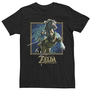 �A�j���L�����N�^�[ ���f�B�[�X �g�b�v�X T�V���c Licensed Character Men's Zelda Breath Of The Wild Patterned Poster Tee Black �u���b�N