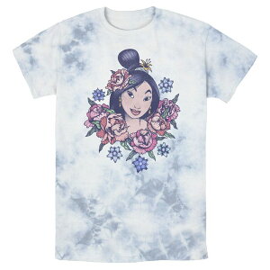 �f�B�Y�j�[ ���f�B�[�X �g�b�v�X T�V���c ���B���e�[�W �t�����[�� �t�����[ Men's Disney Mulan Floral Portrait Vintage Bomabrd Wash Tee White Blue �z���C�g