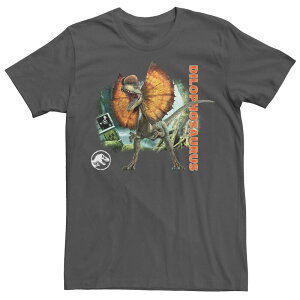 �A�j���L�����N�^�[ ���f�B�[�X �g�b�v�X T�V���c �~�j Licensed Character Men's Jurassic Worldominion Dilophosaurus Biohazard Tee Charcoal �`���R�[��