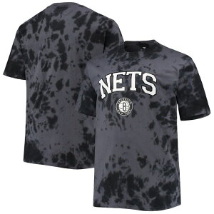 �v���t�@�C�� ���f�B�[�X �g�b�v�X T�V���c �g�[�� Profile Men's Black Brooklynets Big & Tall Marble Dye Tonal Performance T-Shirt Net Black �u���b�N