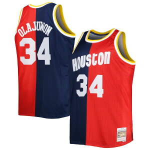 �~�b�`�F��&�l�X ���f�B�[�X �g�b�v�X T�V���c �g�[�� �W���[�W�[ Men's Mitchell & Ness Hakeem Olajuwonavy/Red Houston Rockets Big & Tall Hardwood Classics 1993/94 Split Swingman Jersey Rkt Navy �l�C�r�[