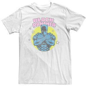 �A�j���L�����N�^�[ ���f�B�[�X �g�b�v�X T�V���c ���B���e�[�W �g�[�� Licensed Character Big & Tall Black Panther Vintage Comic Badge Tee White �z���C�g