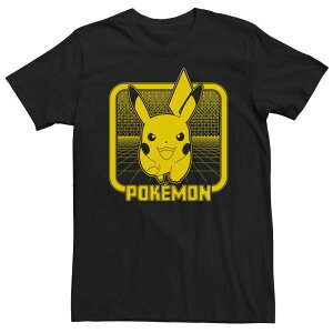 �A�j���L�����N�^�[ ���f�B�[�X �g�b�v�X T�V���c �g�[�� �O���t�B�b�N Licensed Character Big & Tall Pokemon Retro Digital Pikachu Graphic Tee Black �u���b�N
