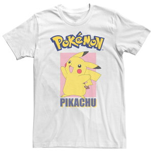 �A�j���L�����N�^�[ ���f�B�[�X �g�b�v�X T�V���c �g�[�� �O���t�B�b�N Licensed Character Big & Tall Pokemon Pikachu Pose Panel Graphic Tee White �z���C�g