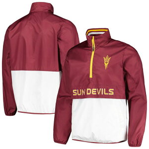�J�[�� �o���N�X ���f�B�[�X �A�E�^�[ �W���P�b�g�E�u���]�� Men's G-III Sports by Carl Banks Maroon Arizona State Sun Devils CornermanHalf-Zip Top Asu Red ���b�h