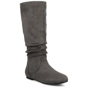 �W���[�j�[ ���f�B�[�X �V���[�Y �u�[�c�E���C���u�[�c Journee Jayne Round Toe Women's Riding Boots Gray Suede �O���[