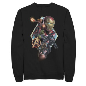 �}�[�x�� ���f�B�[�X �g�b�v�X T�V���c ���S �t���[�X Men's Marvel Avengers Endgame Team Logo Diamond Group Action Pose Fleece Black �u���b�N