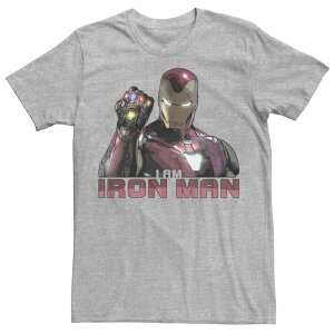 �}�[�x�� ���f�B�[�X �g�b�v�X T�V���c �O���t�B�b�N Men's Marvel Avengers Endgame I Am Iron Man Movie Quote Portrait Graphic Tee Athletic Heather �w�U�[