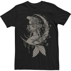 �f�B�Y�j�[ ���f�B�[�X �g�b�v�X T�V���c �g�[�� Big & Tall Disney Little Mermaid Ariel Tattoo Style Portraitee Black �u���b�N