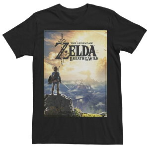 �A�j���L�����N�^�[ ���f�B�[�X �g�b�v�X T�V���c Licensed Character Men's The Legend Of Zelda Breath Of The Wild Link Horizon Poster Tee Black �u���b�N