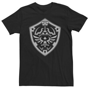 �A�j���L�����N�^�[ ���f�B�[�X �g�b�v�X T�V���c �g�[�� Licensed Character Big & Tall Nintendo Zelda Silver Tonal Hylian Shield Tee Black �u���b�N