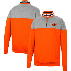 �R���V�A�� ���f�B�[�X �A�E�^�[ �W���P�b�g�E�u���]�� Men's Colosseum Heathered Gray/Orange Oklahoma State Cowboys Be the Ball Quarter-Zip Top Oks Orange �I�����W