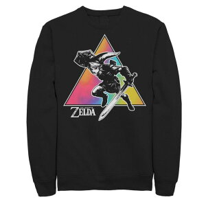 �A�j���L�����N�^�[ ���f�B�[�X �g�b�v�X T�V���c �g�[�� �t���[�X Licensed Character Big & Tall Zelda Link Tie Dye Triangle Portrait Fleece Black �u���b�N