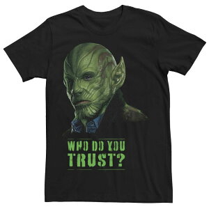 �A�j���L�����N�^�[ ���f�B�[�X �g�b�v�X T�V���c �g�[�� �O���t�B�b�N Licensed Character Big & Tall Marvel Secret Invasion Skrull Talos Who Do You Trust Graphic Tee Black �u���b�N