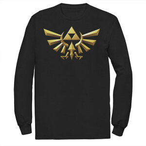 �A�j���L�����N�^�[ ���f�B�[�X �g�b�v�X T�V���c �g�[�� Licensed Character Big & Tall The Legend Of Zelda 3D Hyrule Crest Long Sleeve Black �u���b�N