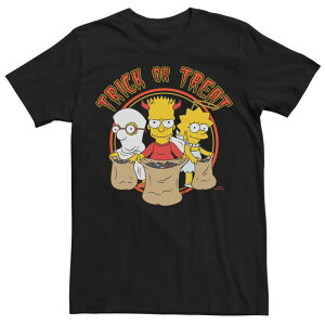 �A�j���L�����N�^�[ ���f�B�[�X �g�b�v�X T�V���c �g�[�� �O���t�B�b�N Licensed Character Big & Tall The Simpsons Trick Or Treatrio Halloween Graphic Tee Black �u���b�N