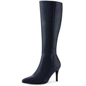 �A���O�� �P�[ ���f�B�[�X �V���[�Y �u�[�c�E���C���u�[�c �q�[�� ALLEGRA K Women's Higheels Pointed Toe Stiletto Heel Knee High Boots Navy Blue �l�C�r�[