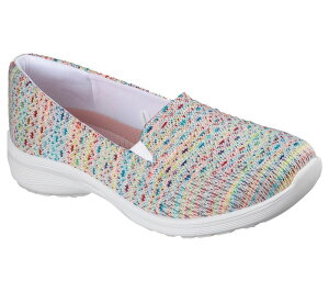 �X�P�b�`���[�Y ���f�B�[�X �V���[�Y �T���_�� �����b�N�X�t�B�b�g �X�j�[�J�[ Skechers Relaxed Fit Women'slip-On Comfort Sneakers White Multi �z���C�g