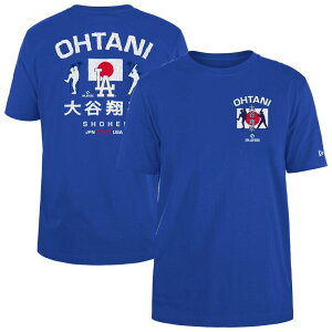 �j���[�G�� ���f�B�[�X �g�b�v�X T�V���c Men's New Era Shohei Ohtani Royalos Angeles Dodgers Japan Flag T-Shirt Lad Blue �u���[